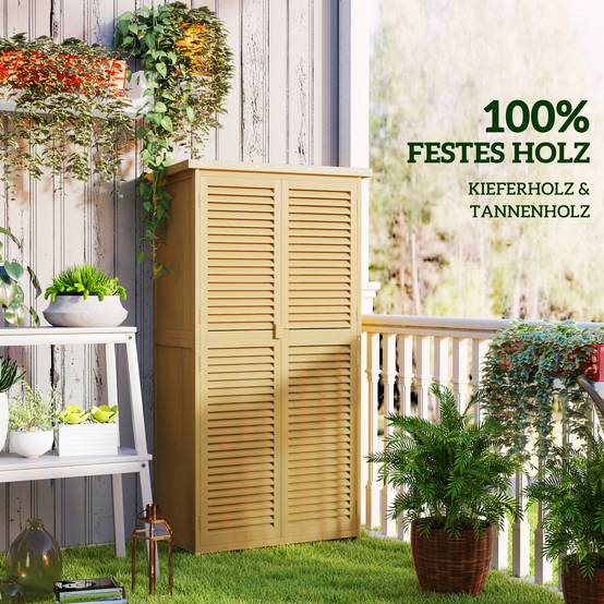 ComfortXL - Armoire de jardin en pin et sapin 87 x 46,5 x 160 cm jaune clair avec 2 portes verrouillables toit bitumé - Image 6
