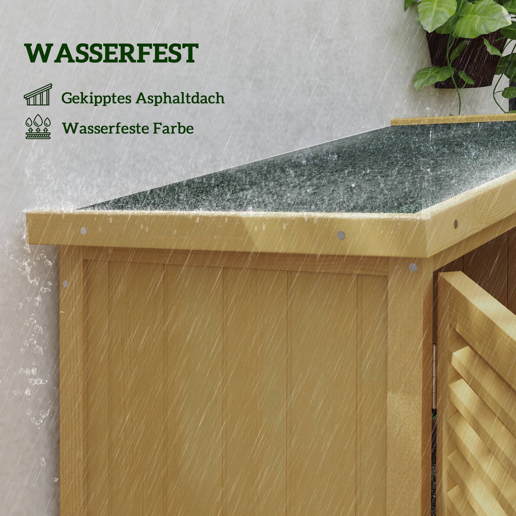 ComfortXL - Armoire de jardin en pin et sapin 87 x 46,5 x 160 cm jaune clair avec 2 portes verrouillables toit bitumé - Image 4