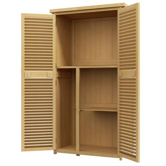 ComfortXL - Armoire de jardin en pin et sapin 87 x 46,5 x 160 cm jaune clair avec 2 portes verrouillables toit bitumé - Image 2