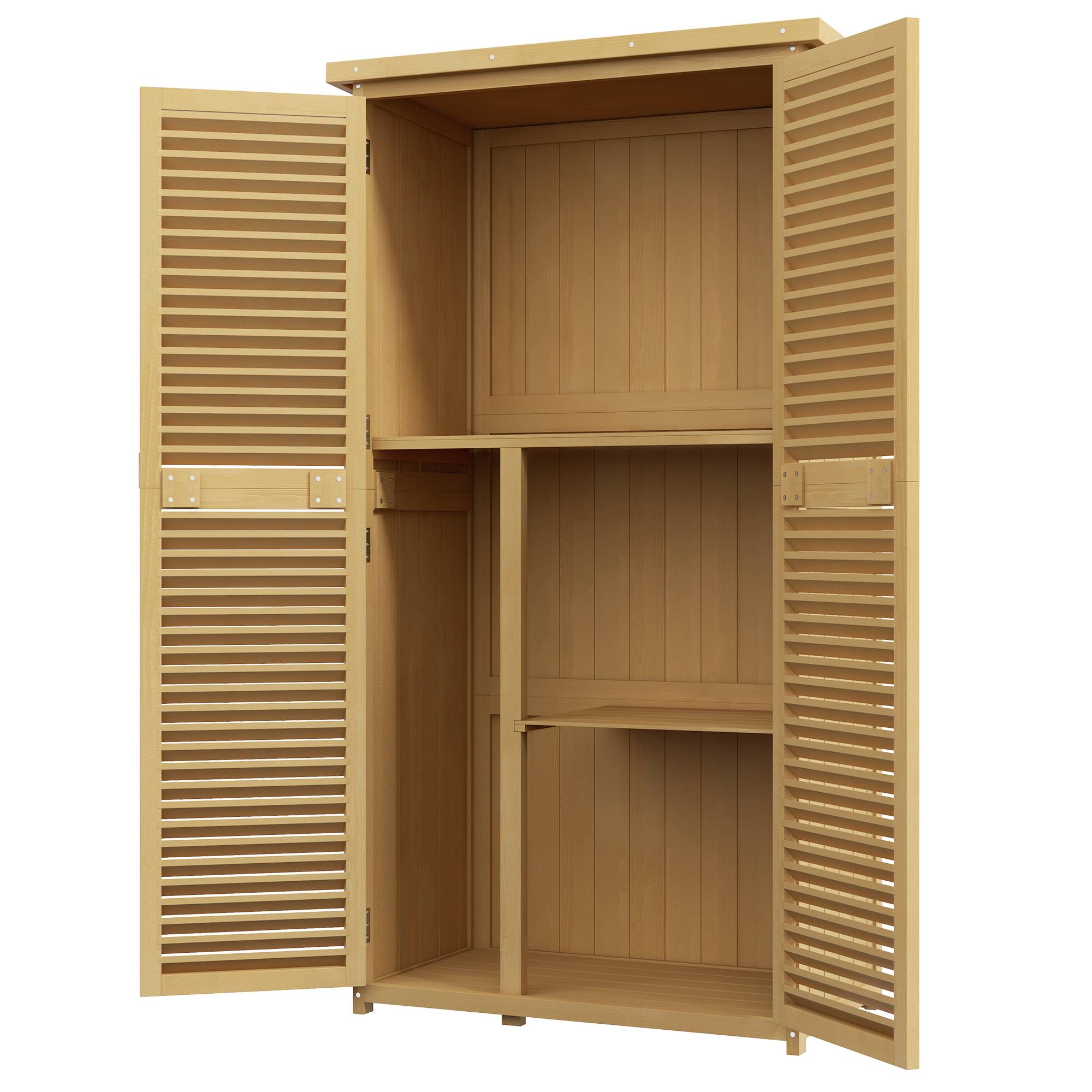 ComfortXL - Armoire de jardin en pin et sapin 87 x 46,5 x 160 cm jaune clair avec 2 portes verrouillables toit bitumé - Image 2