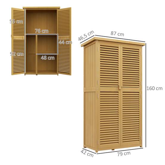 ComfortXL - Armoire de jardin en pin et sapin 87 x 46,5 x 160 cm jaune clair avec 2 portes verrouillables toit bitumé - Image 3