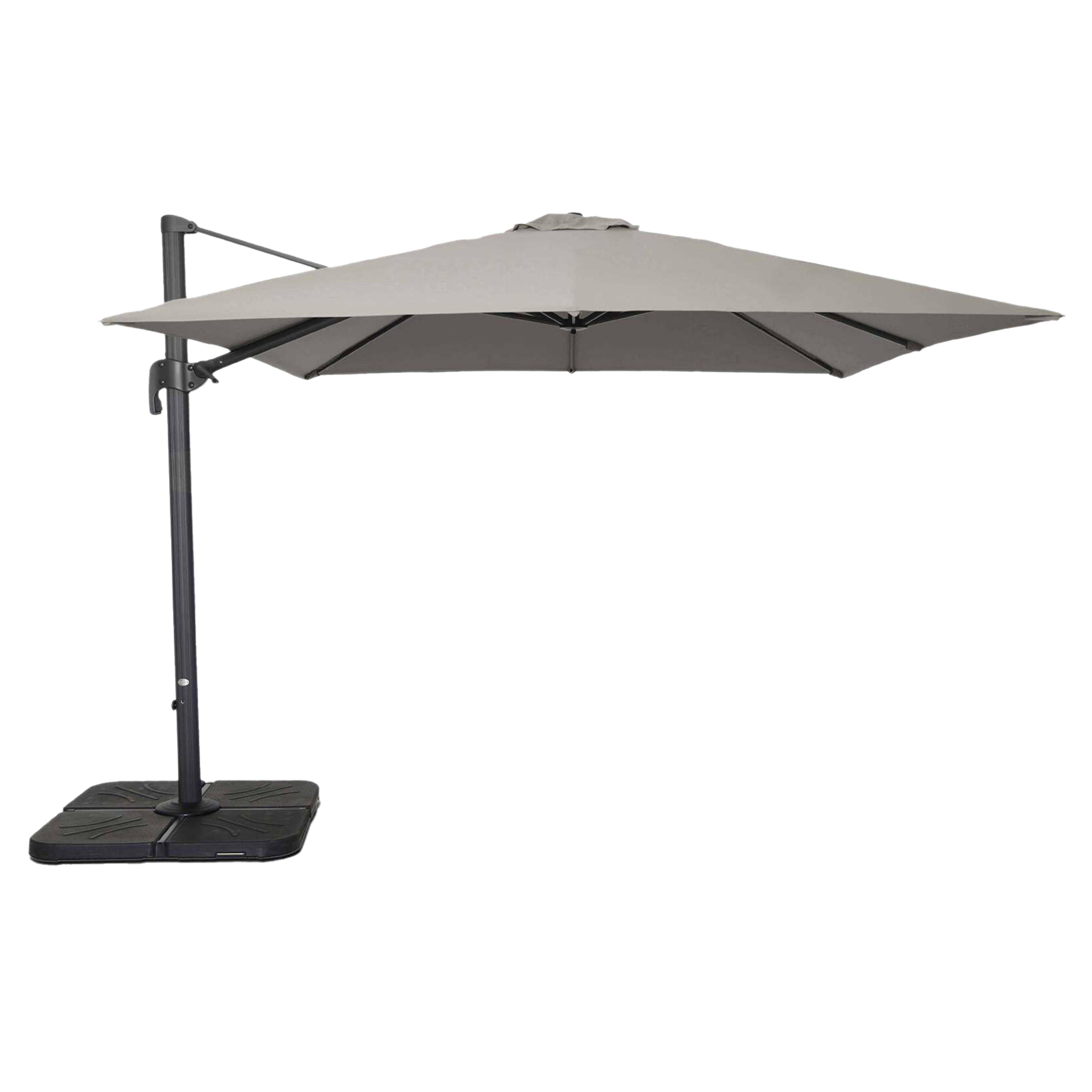 Oviala - Parasol déporté inclinable rotatif 3x3m et 4 dalles à remplir taupe Malaga - Oviala - Image 1
