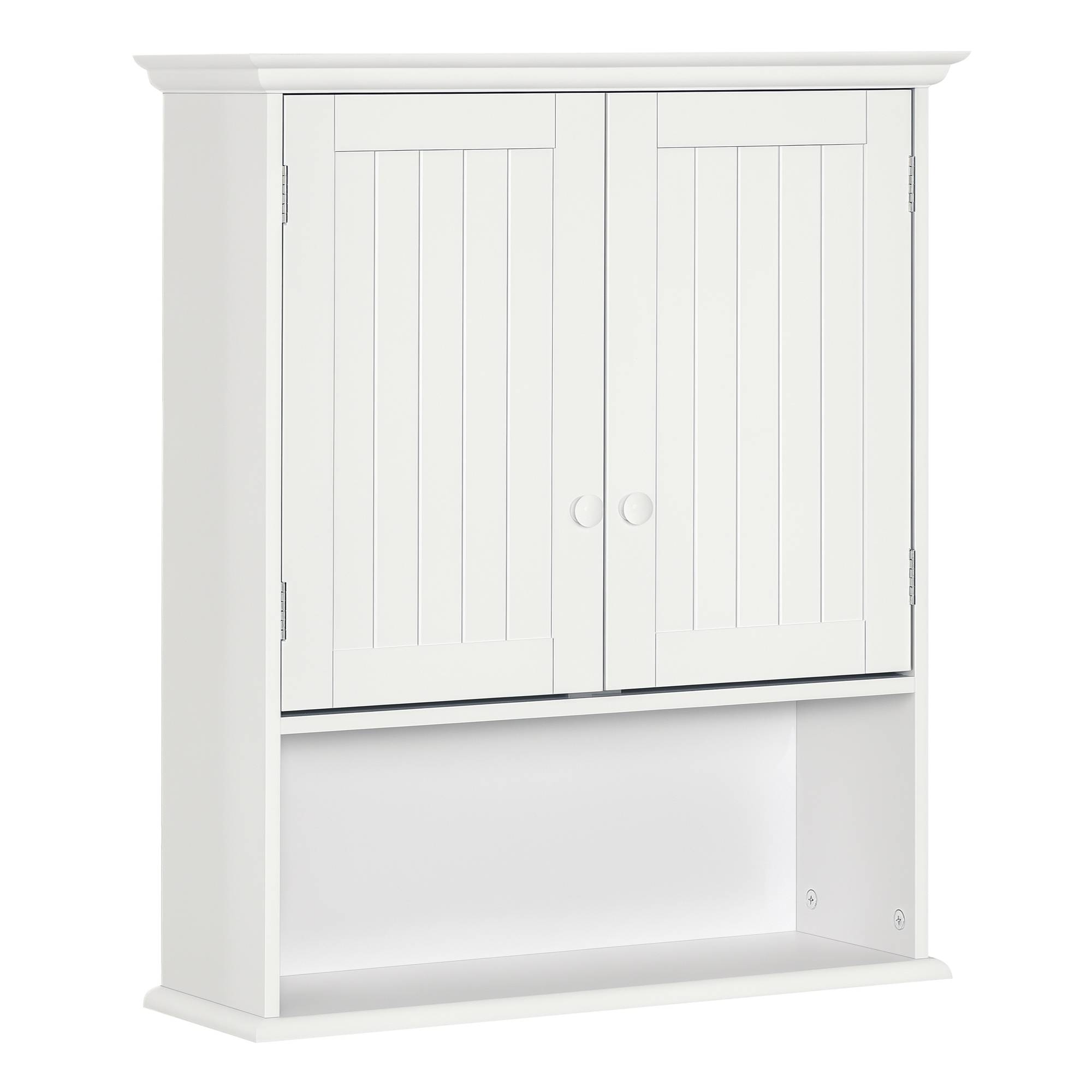 Sans Marque - Armoire murale salle bain 2 portes, étagère réglable, compartiment ouvert, cuisine, 60x20x70,5 cm, blanc - Image 1