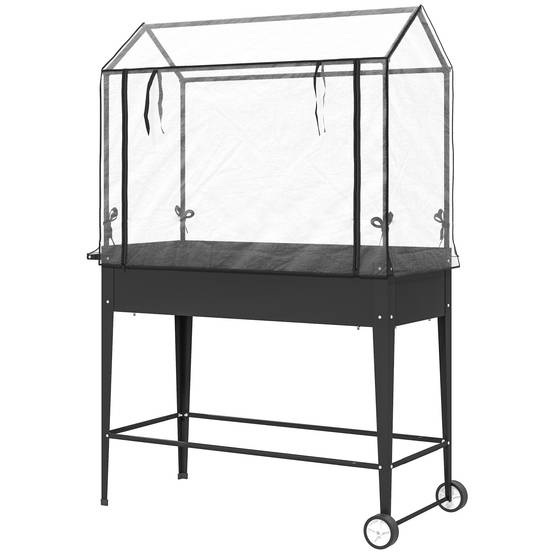 Carré potager sur pieds métal noir 100 x 45 x 152 cm - PANGIVO - Image 2