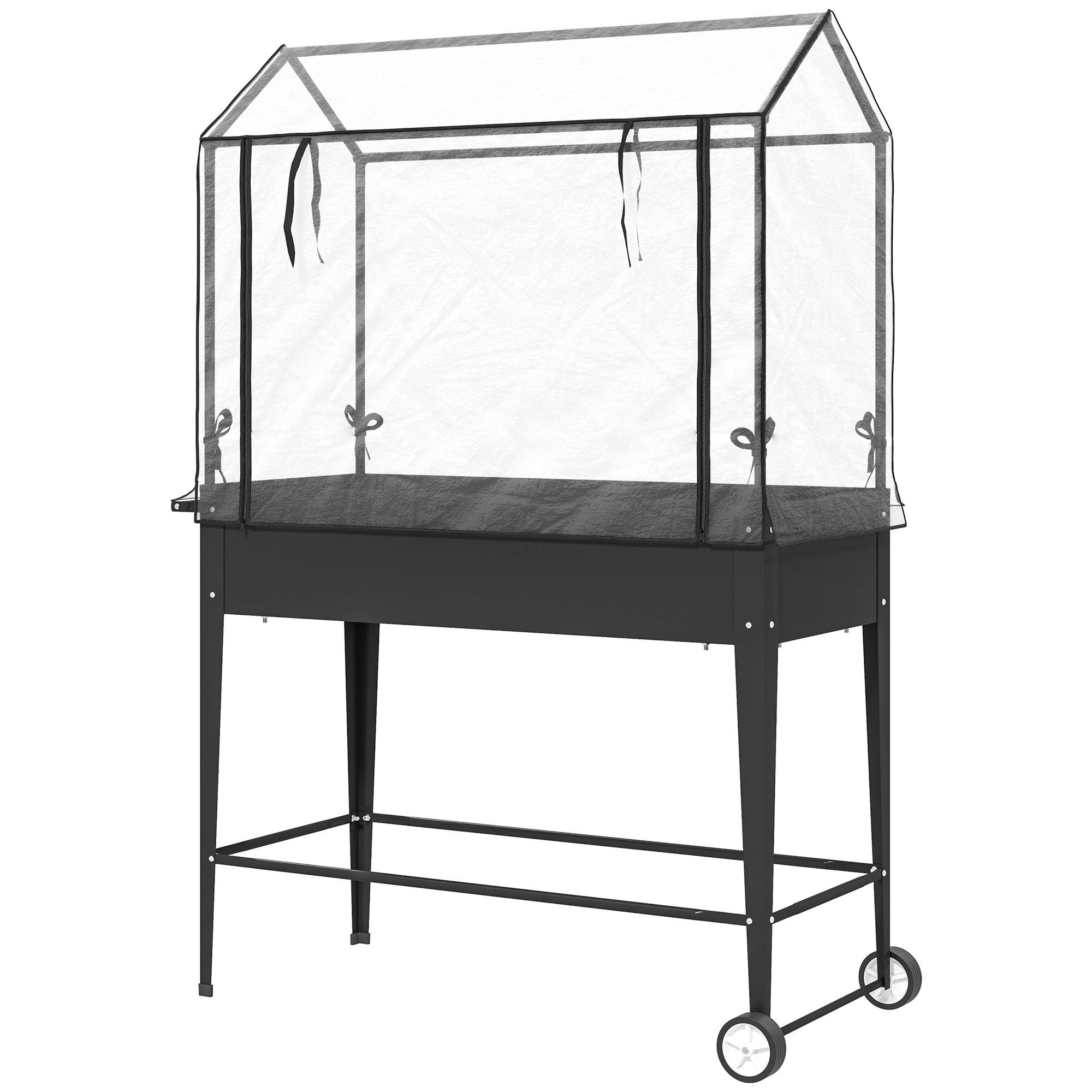 Carré potager sur pieds métal noir 100 x 45 x 152 cm - PANGIVO - Image 2
