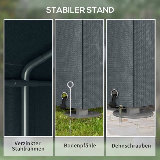 Tente de garage 1,6×2,18×1,72m, tente de stockage protection UV, porte à fermeture éclair, hydrofuge pour outils de jardin - Image 5