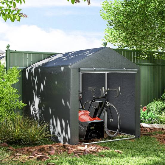 Tente de garage 1,6×2,18×1,72m, tente de stockage protection UV, porte à fermeture éclair, hydrofuge pour outils de jardin - Image 2