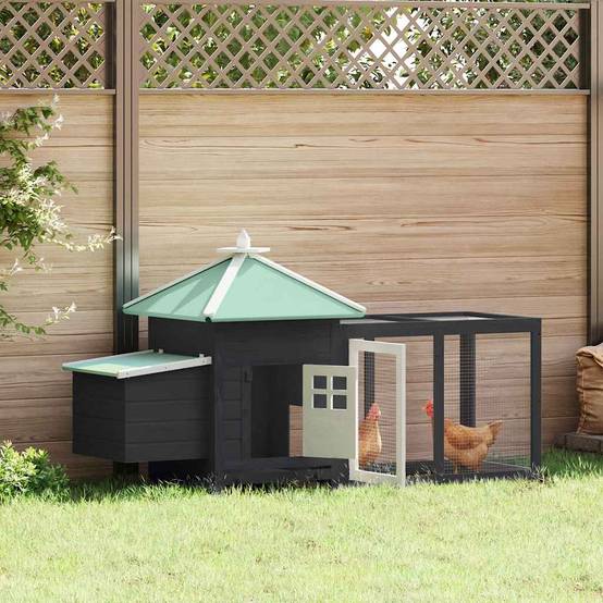 Vidaxl - Poulailler avec nichoir Gris 190x72x102 cm Bois de sapin massif vidaXL 170981 - Image 1