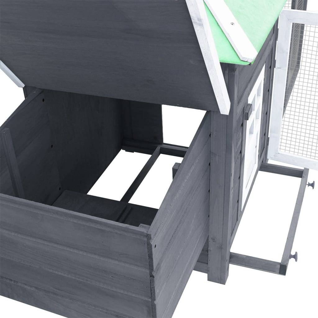 Vidaxl - Poulailler avec nichoir Gris 190x72x102 cm Bois de sapin massif vidaXL 170981 - Image 6