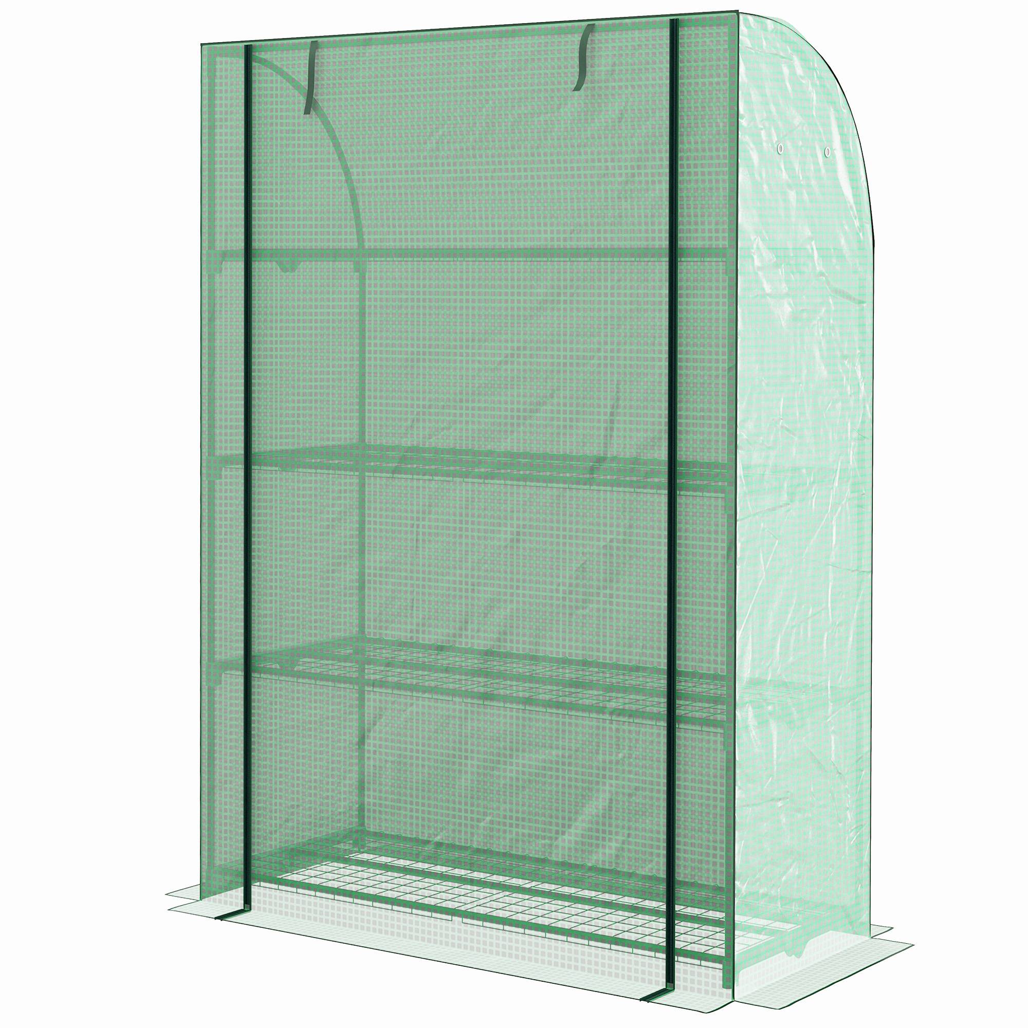 Maison Chic - Mini serre de jardin à 4 étages avec bâche PE renforcée, porte enroulable et étagères 120x50x170 cm, vert - Image 1