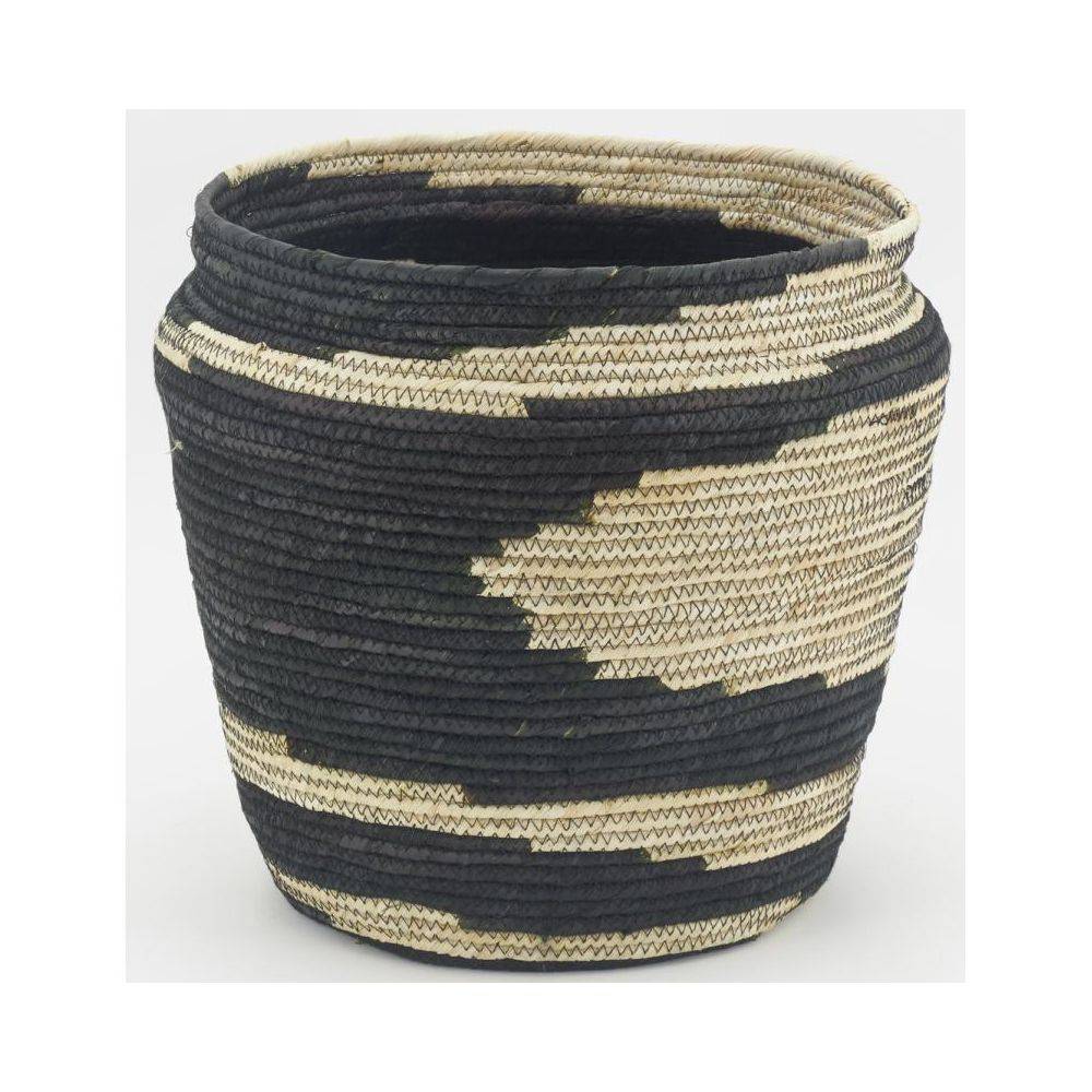 Aubry Gaspard - Cache-pots ronds en jonc naturel et noir Dakar - Image 3
