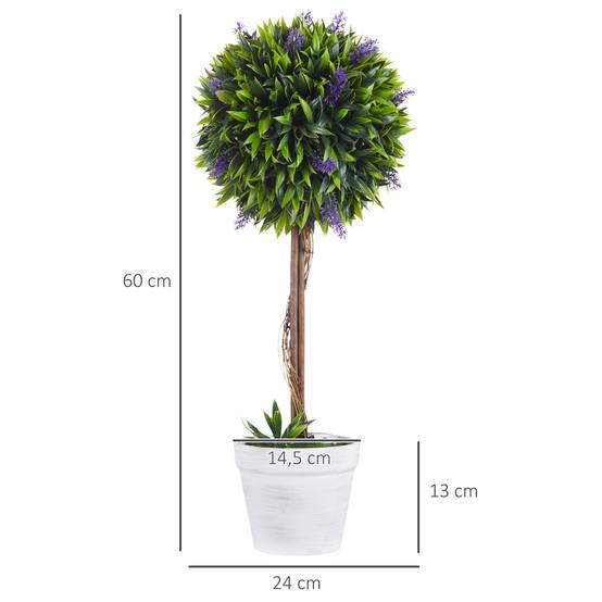 Arbre Lavande Artificiel Lot 2 Plastique Maison Véranda Touche Florale 60cm Violet - ComfortXL Outdoor Living - Image 5