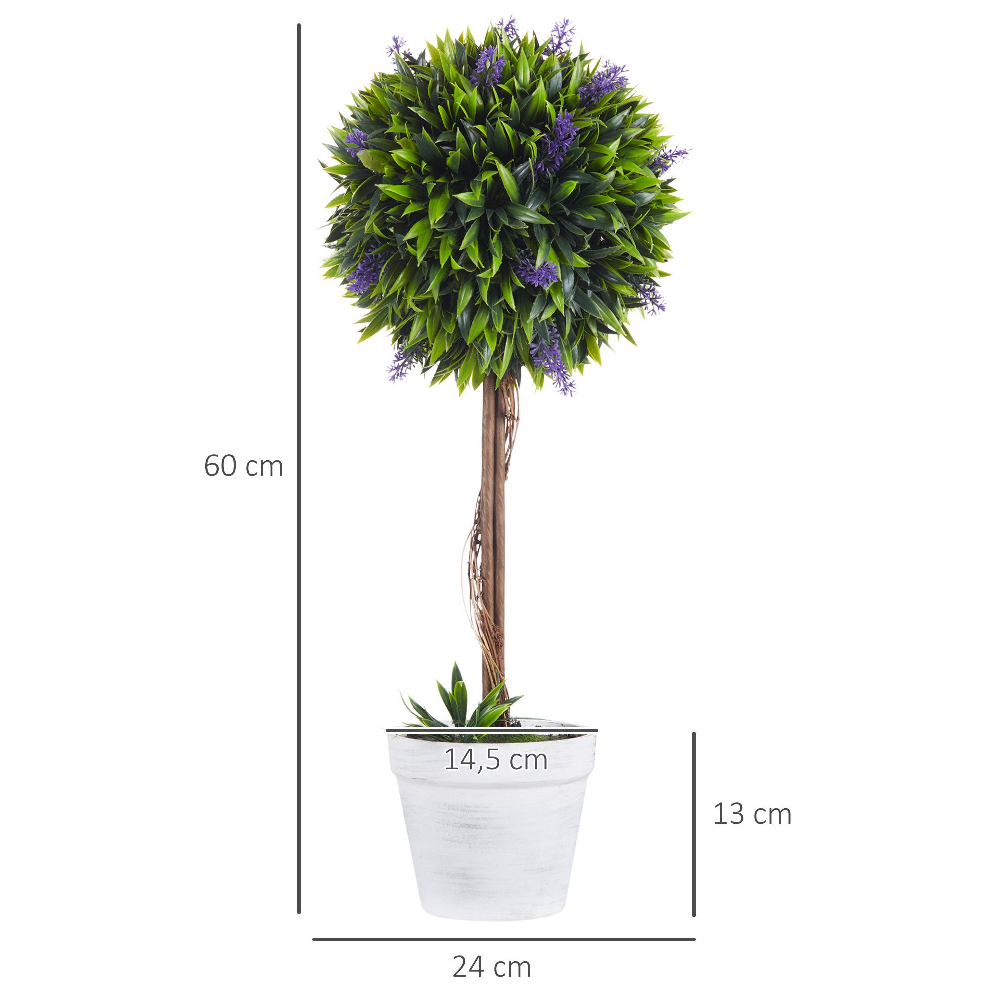 Arbre Lavande Artificiel Lot 2 Plastique Maison Véranda Touche Florale 60cm Violet - ComfortXL Outdoor Living - Image 5