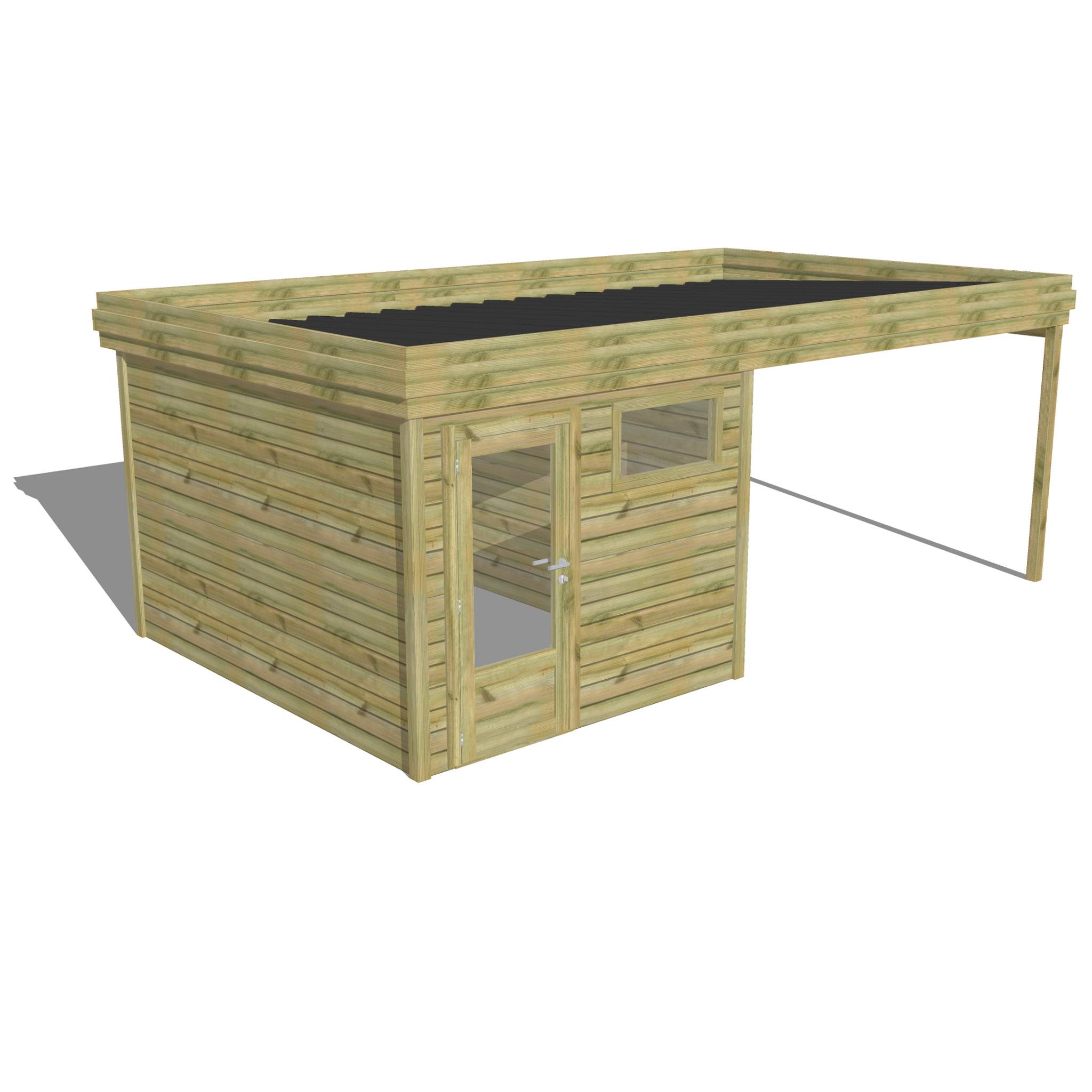 ABRI DE JARDIN bois  autoclave 27mm - 6,14x3,44m / 21m2 - Bac acier - Abri Français - Image 1