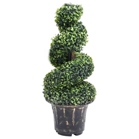 Plante de buis artificiel polyéthylène vert 29 x 29 x 89 cm - PANGIVO - Image 1