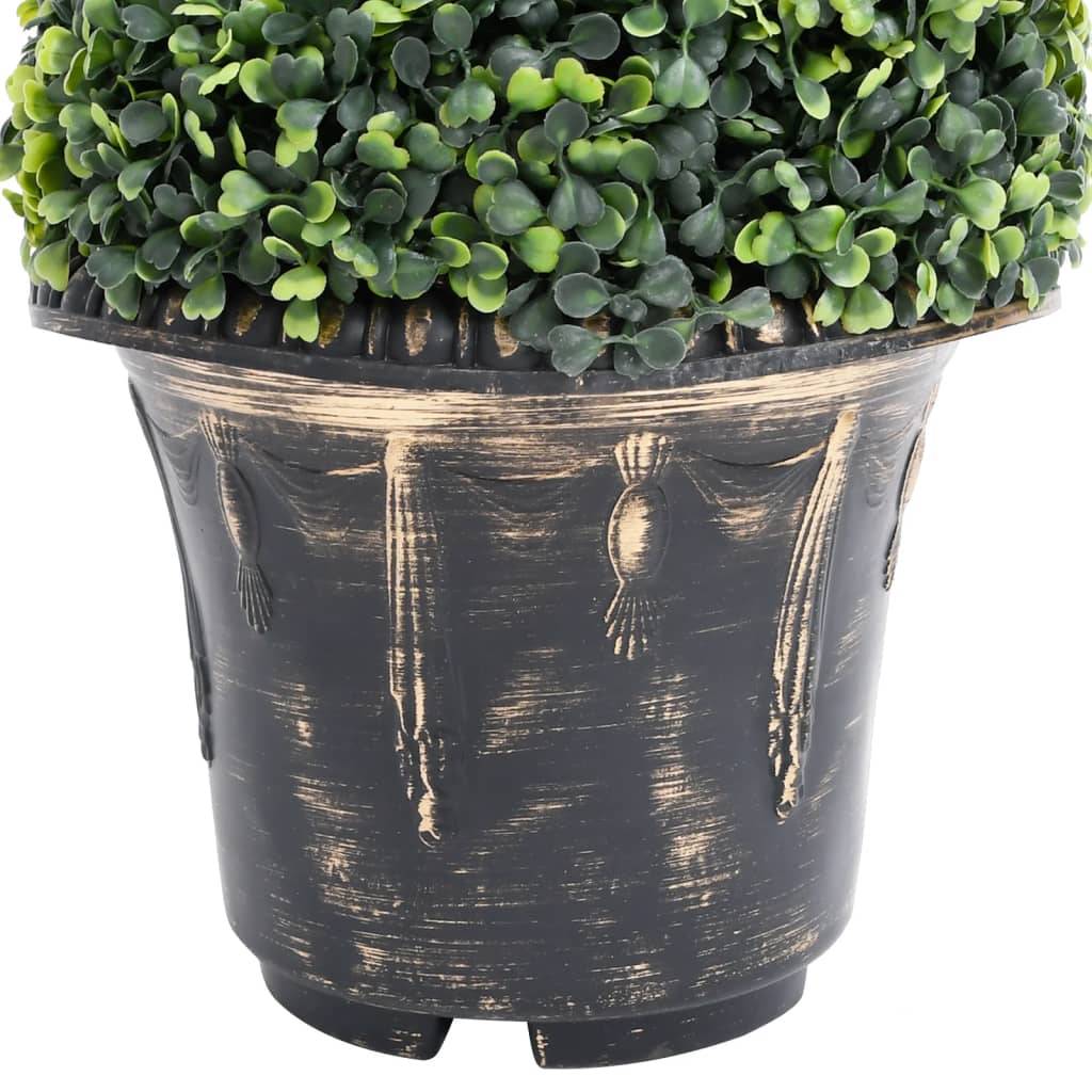 Plante de buis artificiel polyéthylène vert 29 x 29 x 89 cm - PANGIVO - Image 4