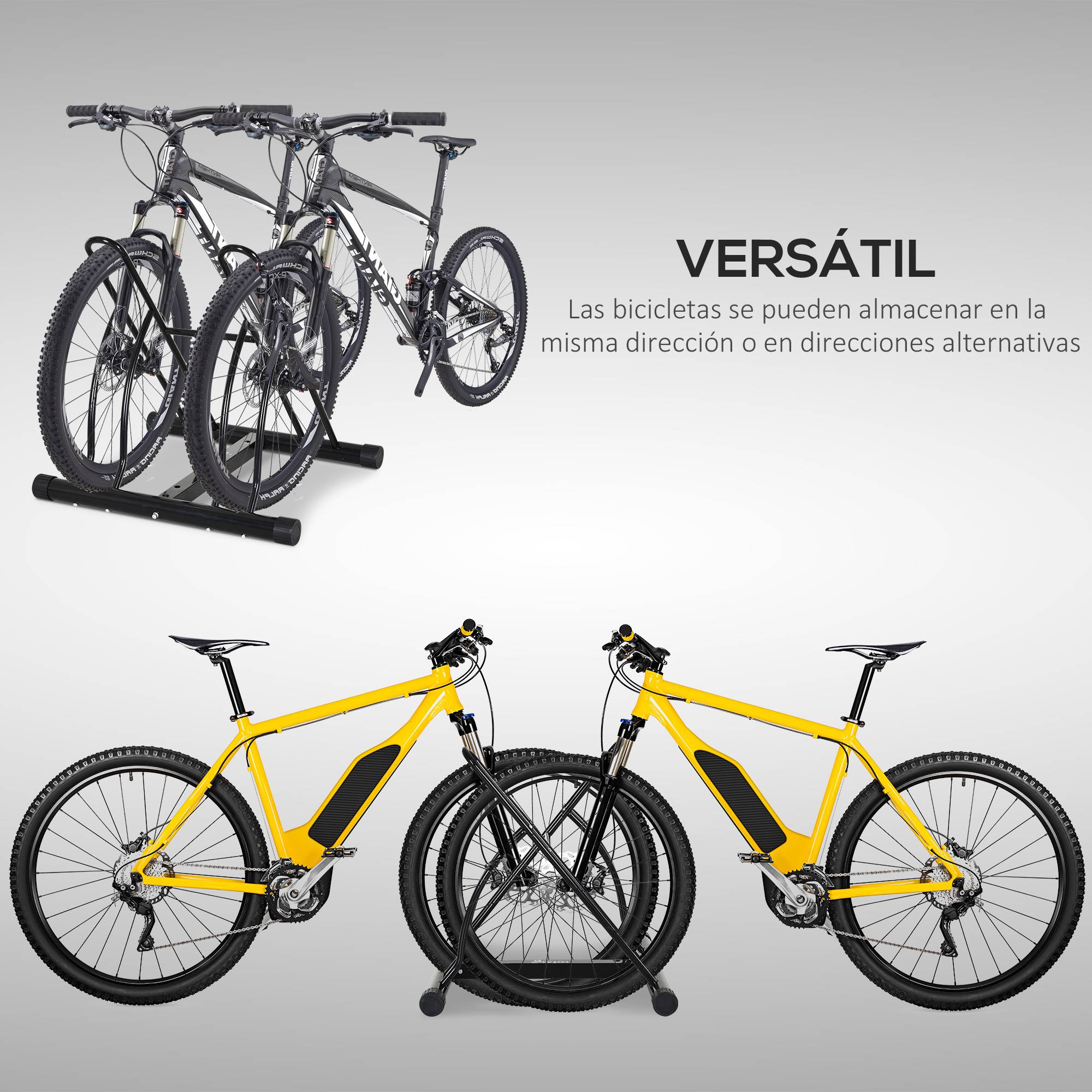 Support pour 2 Vélos, Porte-Vélos de Stationnement, Montage Facile avec Patins Antidérapants, Intérieur/Extérieur, 60 x 54 x 57 cm, Noir - Image 6