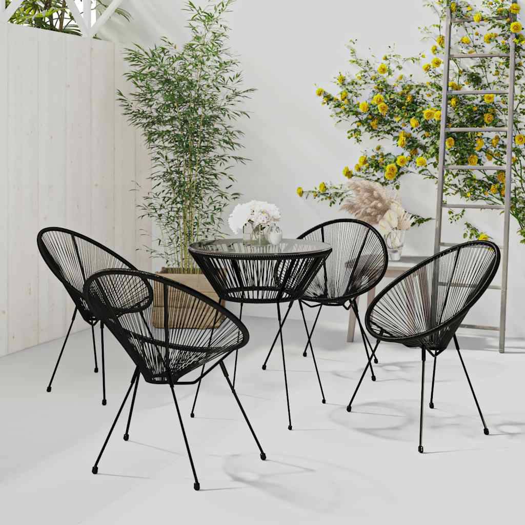 Vidaxl - Ensemble à dîner d'extérieur 5 pcs-Salons de jardin Rotin PVC Noir - Image 1