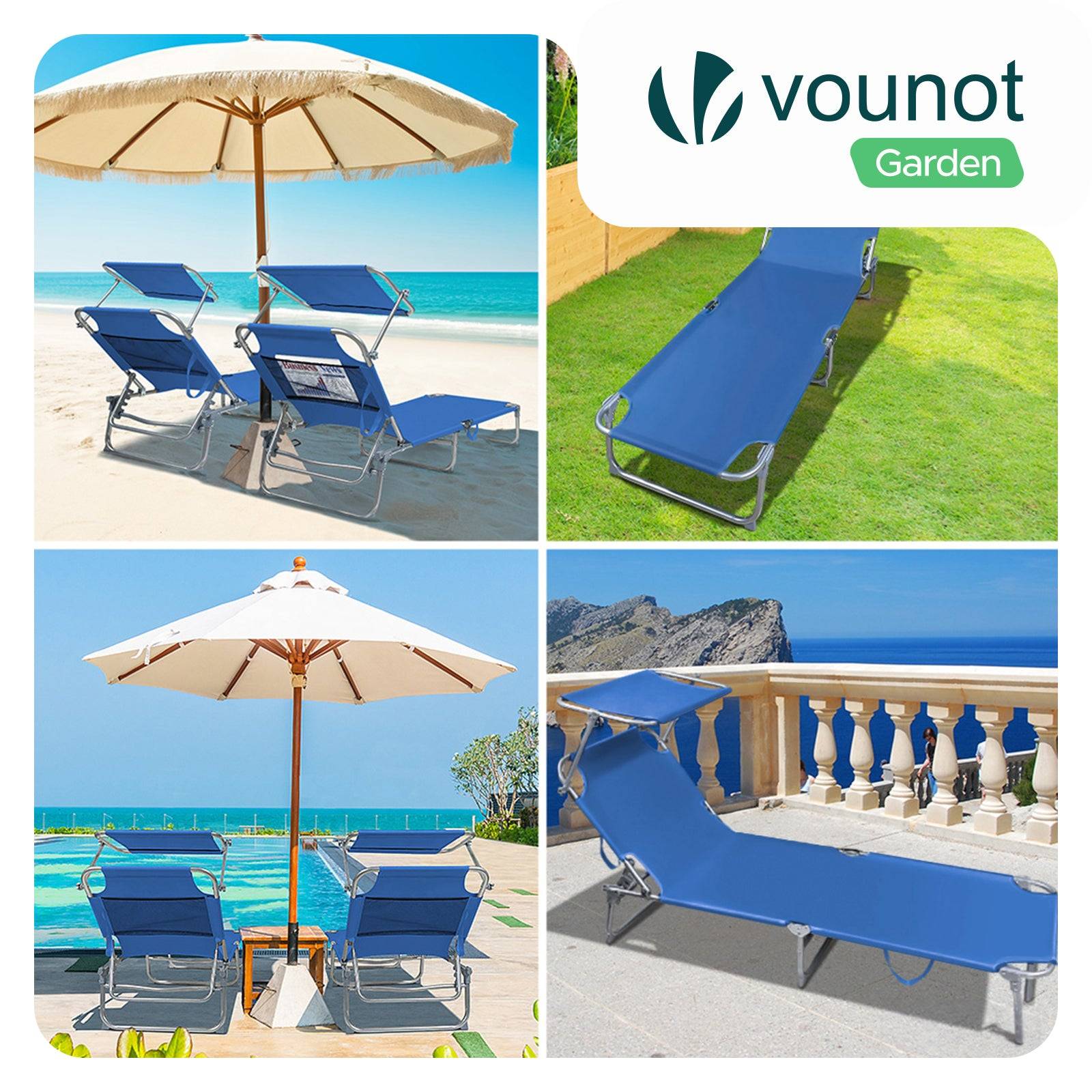 Vounot - Transat pare soleil Lot de 2 pcs Bleu - Image 2