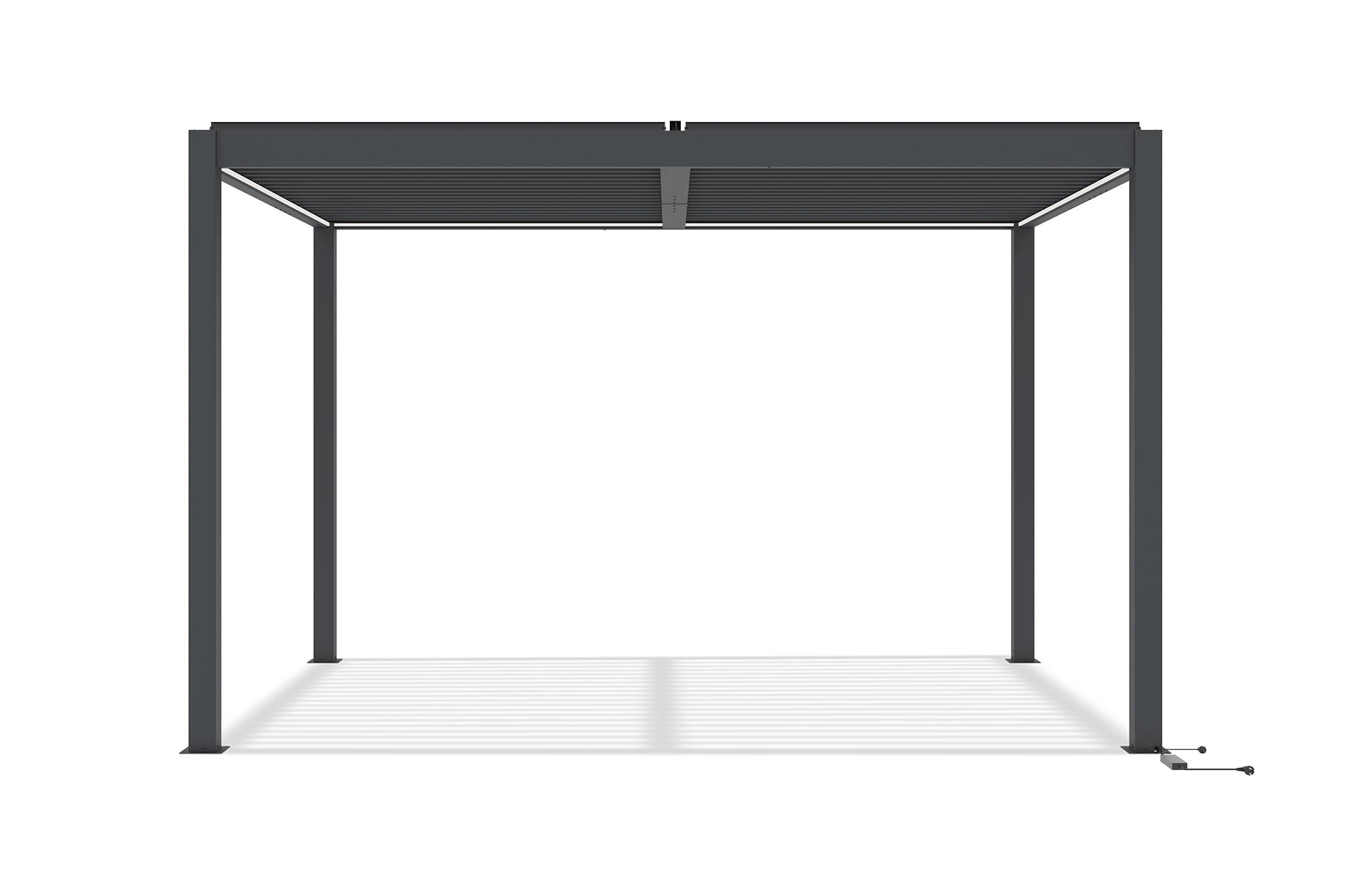 CAZEBOO - Cazeboo Pergola bioclimatique motorisée 4x3 m autoportée AGOSTA aluminium gris avec stores rétractables côté 3 m - Image 5