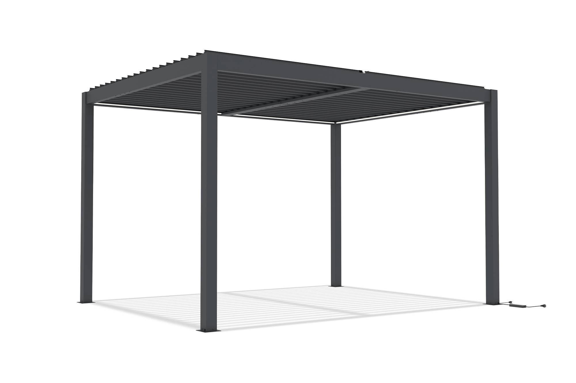 CAZEBOO - Cazeboo Pergola bioclimatique motorisée 4x3 m autoportée AGOSTA aluminium gris avec stores rétractables côté 3 m - Image 7