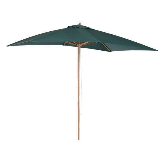 Parasol 2x3 m de jardin en bois laqué et bambou avec toile amovible, vert foncé - Image 2