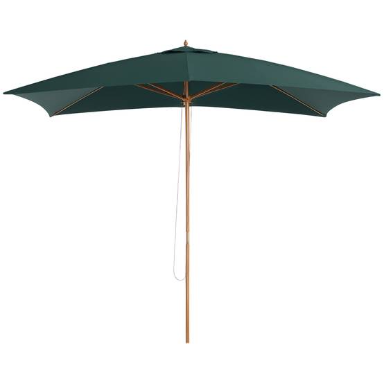 Parasol 2x3 m de jardin en bois laqué et bambou avec toile amovible, vert foncé - Image 1