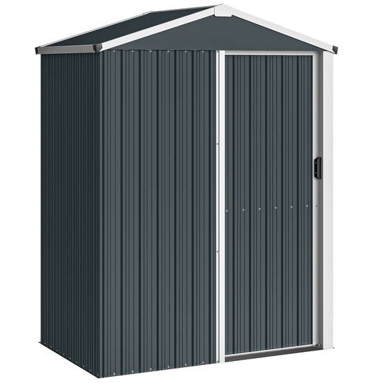 Outsunny - Abri de jardin 1,2 m² - porte coulissante verrouillable et gants - acier galvanisé - 136 x 87 x 179 cm - gris foncé - Outsunny - Image 1