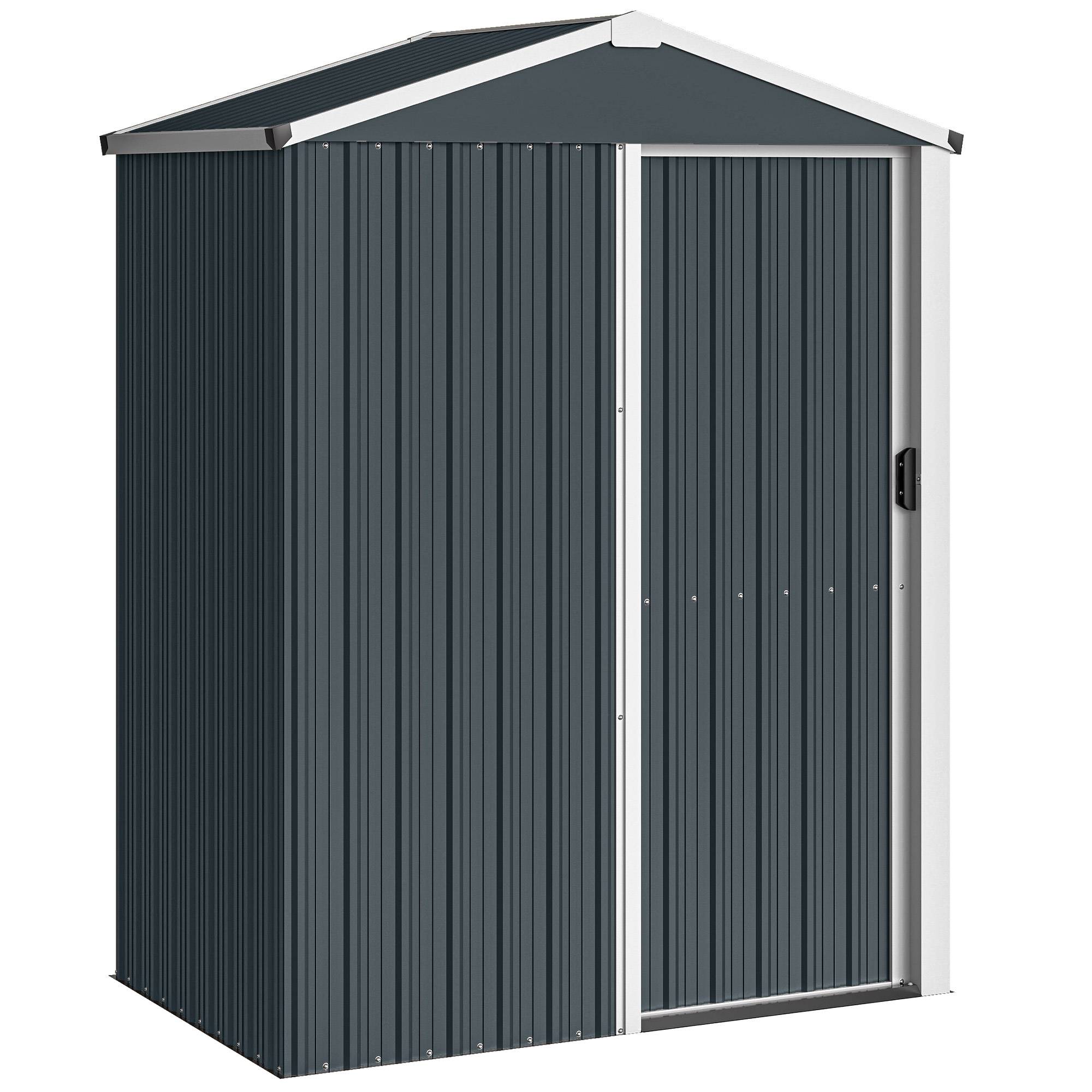 Outsunny - Abri de jardin 1,2 m² - porte coulissante verrouillable et gants - acier galvanisé - 136 x 87 x 179 cm - gris foncé - Outsunny - Image 1