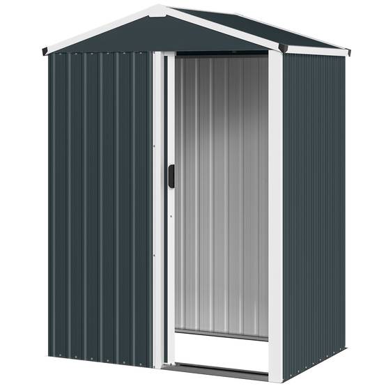 Outsunny - Abri de jardin 1,2 m² - porte coulissante verrouillable et gants - acier galvanisé - 136 x 87 x 179 cm - gris foncé - Outsunny - Image 5