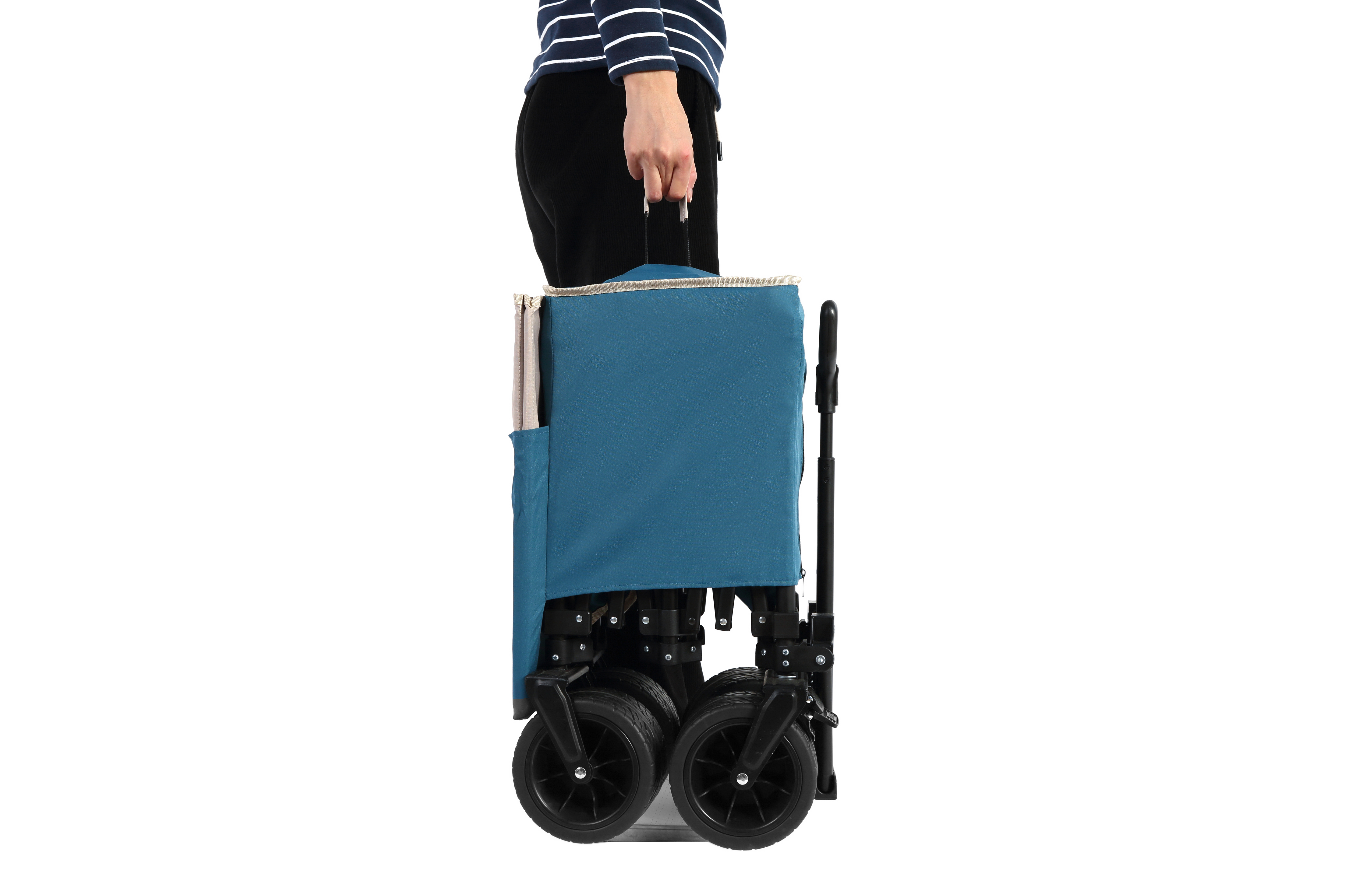 Chariot à plateforme pliable à 4 roues avec pivot et fixe pour un transport à 360 degrés, petit chariot à pousser avec poignée pliable, rangement