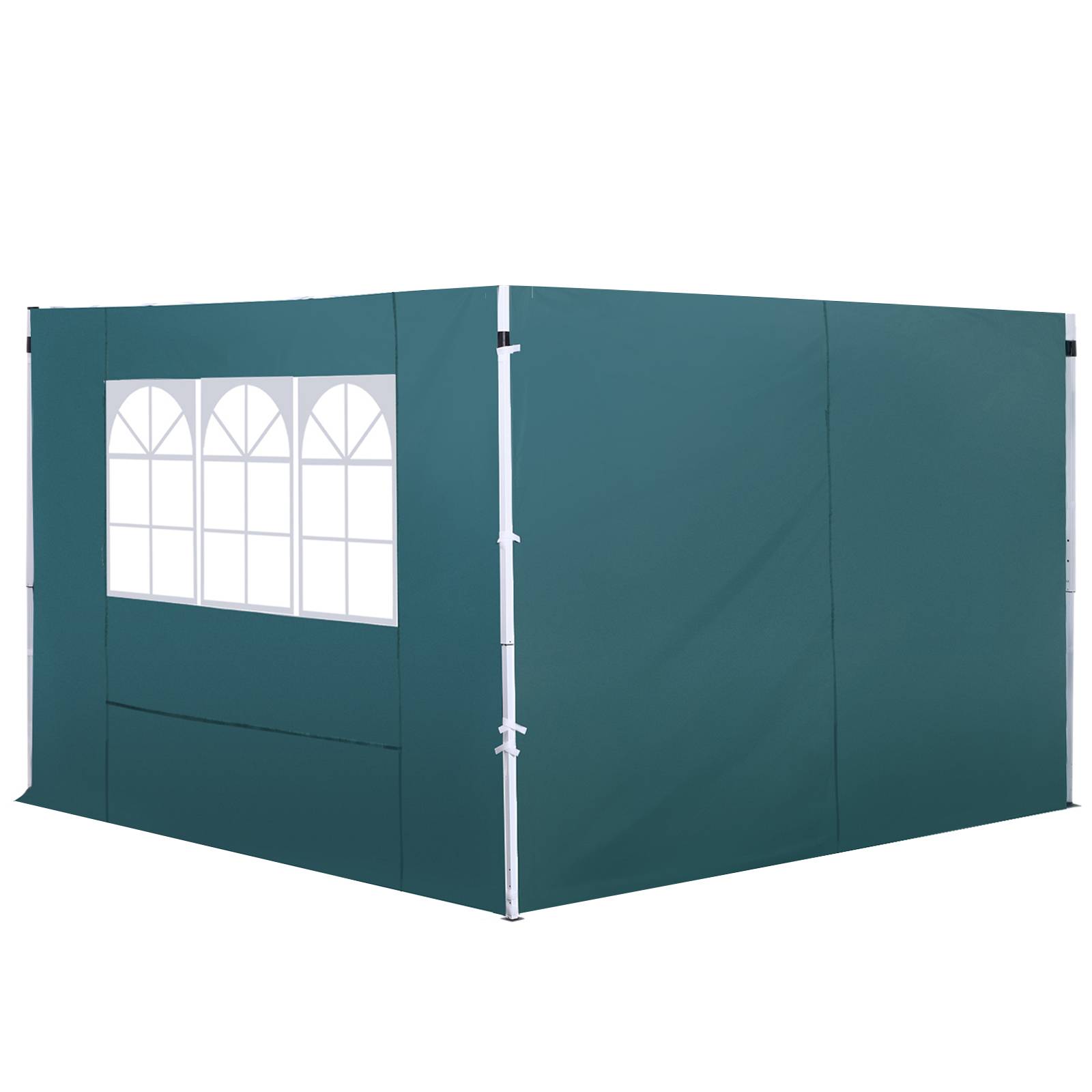 Lot de 2 Parois Latérales pour Tente 3x3m Tissu Oxford avec Fenêtre Protection Extérieure Vert Foncé - ComfortXL Outdoor Living - Image 2