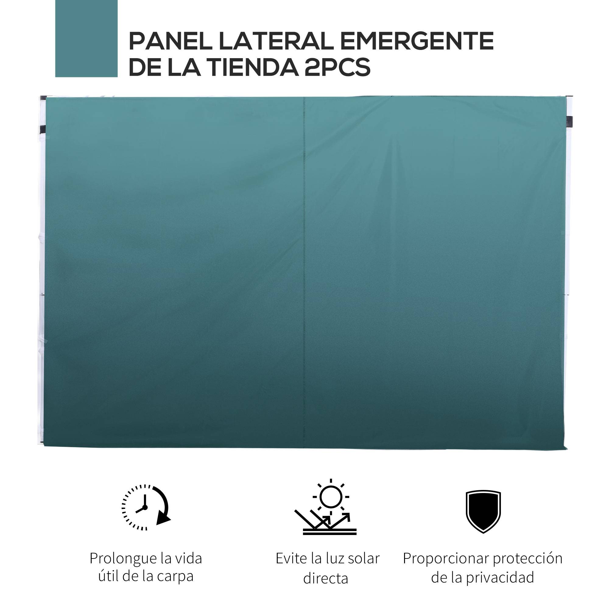 Lot de 2 Parois Latérales pour Tente 3x3m Tissu Oxford avec Fenêtre Protection Extérieure Vert Foncé - ComfortXL Outdoor Living - Image 6