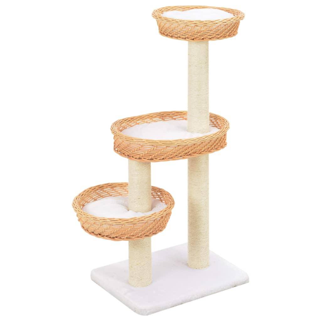 Helloshop26 - Arbre à chat griffoir grattoir niche jouet animaux peluché en sisal naturel bois de saule - Image 1