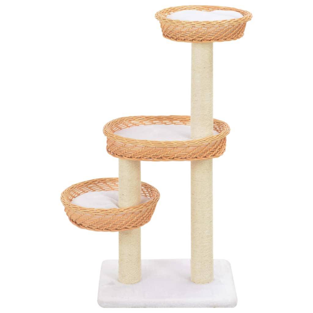 Helloshop26 - Arbre à chat griffoir grattoir niche jouet animaux peluché en sisal naturel bois de saule - Image 2