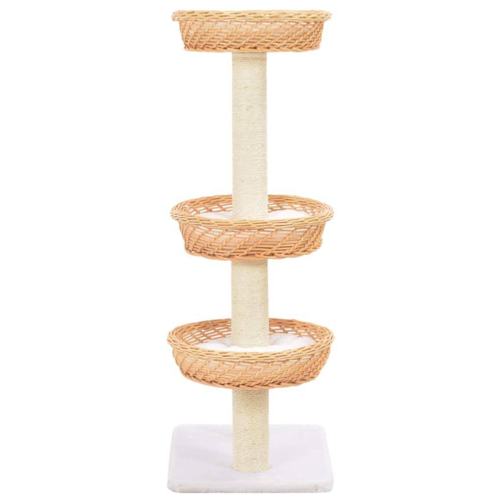 Helloshop26 - Arbre à chat griffoir grattoir niche jouet animaux peluché en sisal naturel bois de saule - Image 3