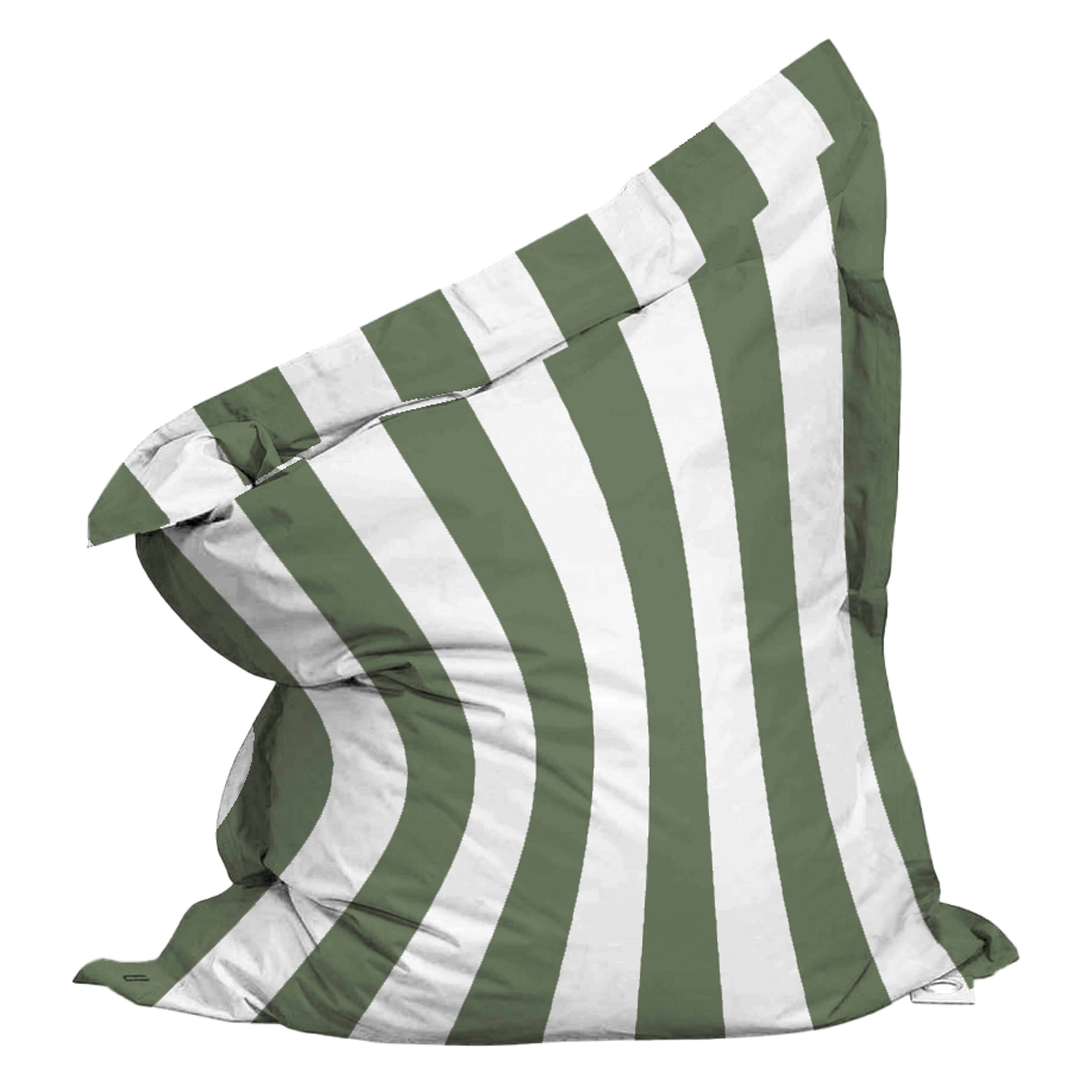 Oviala - Housse vide de pouf rayé XXL imperméable 180x145cm vert cactus + blanc Solys - Oviala - Image 1