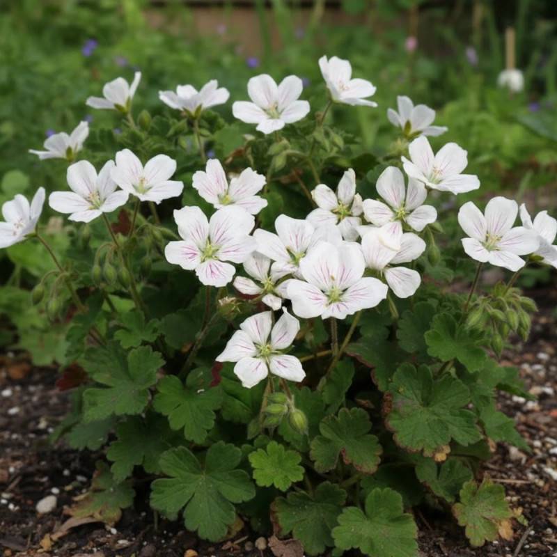 Bec de Grue Album, Erodium à fleurs Blanche/ - feuillage Persistant - Godet - 5/20 cm - Image 1
