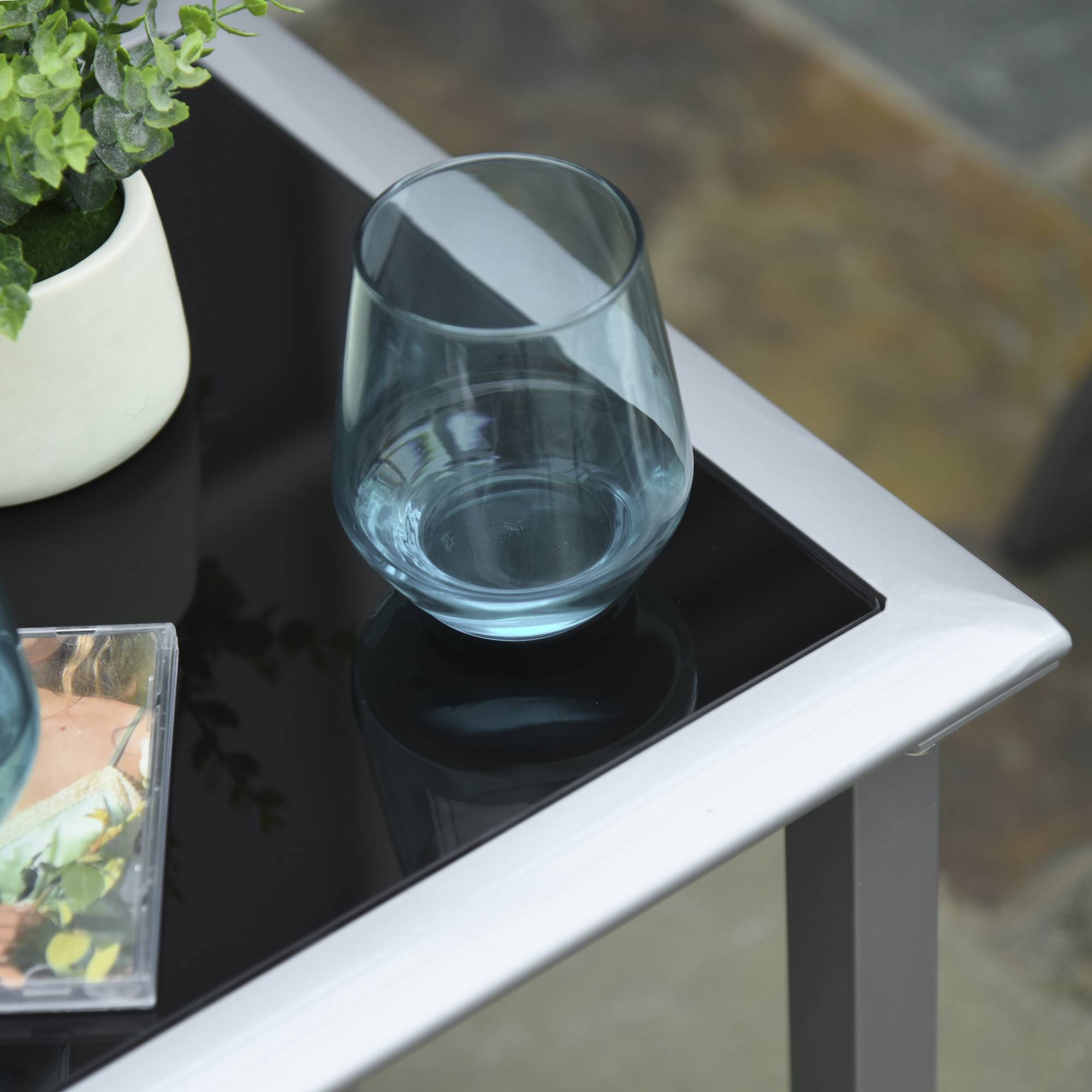 Ensemble de jardin 3 pièces en maille métallique avec 2 chaises longues et table, mobilier noir et argent pour jardin balcon - Image 10