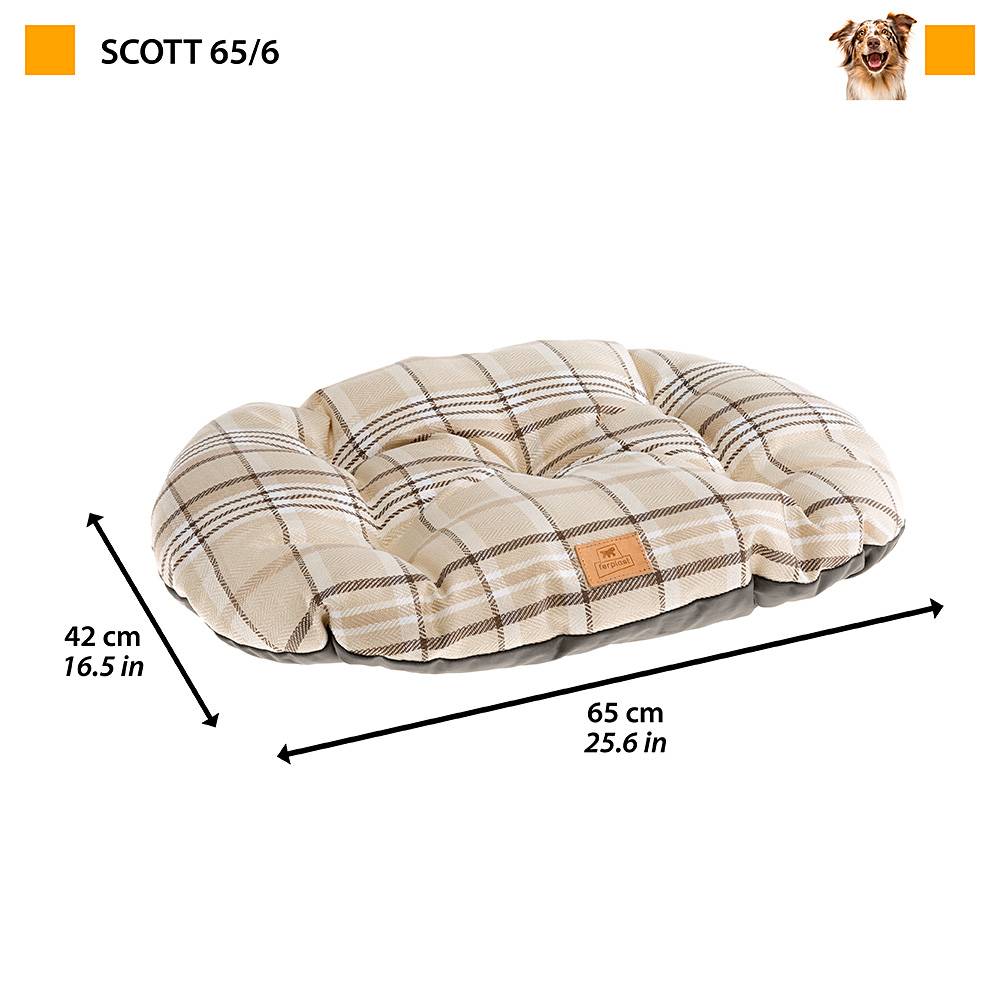 Ferplast - Coussin rembourré pour chiens et chats SCOTT 65/6, double-face, écossais, velours doux, lavable, Bleu - Image 2