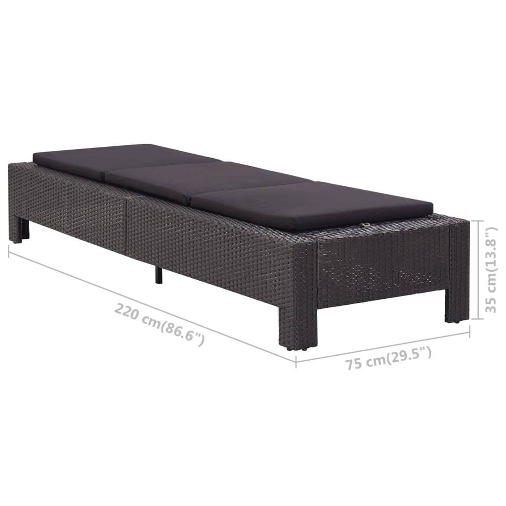Helloshop26 - Transat chaise longue bain de soleil bain de soleil avec coussin résine tressée noir - Image 7