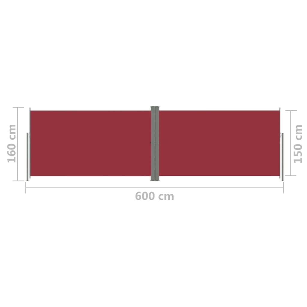 Helloshop26 - Auvent paravent store brise-vue latéral rétractable de patio jardin terrasse balcon protection visuelle écran 160 x 600 cm rouge - Image 6