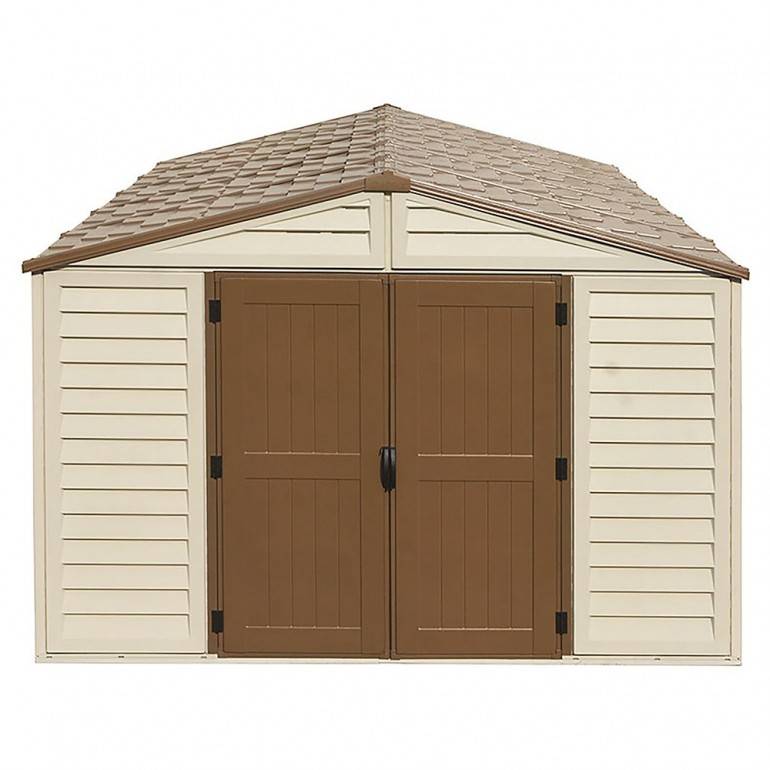 Duramax - WoodBrige Plus Abri de jardin en PVC 320 x 396 cm Beige et marron - Image 4