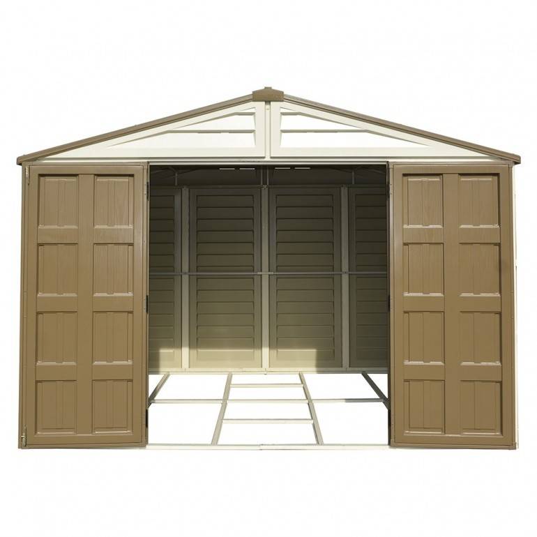 Duramax - WoodBrige Plus Abri de jardin en PVC 320 x 396 cm Beige et marron - Image 3