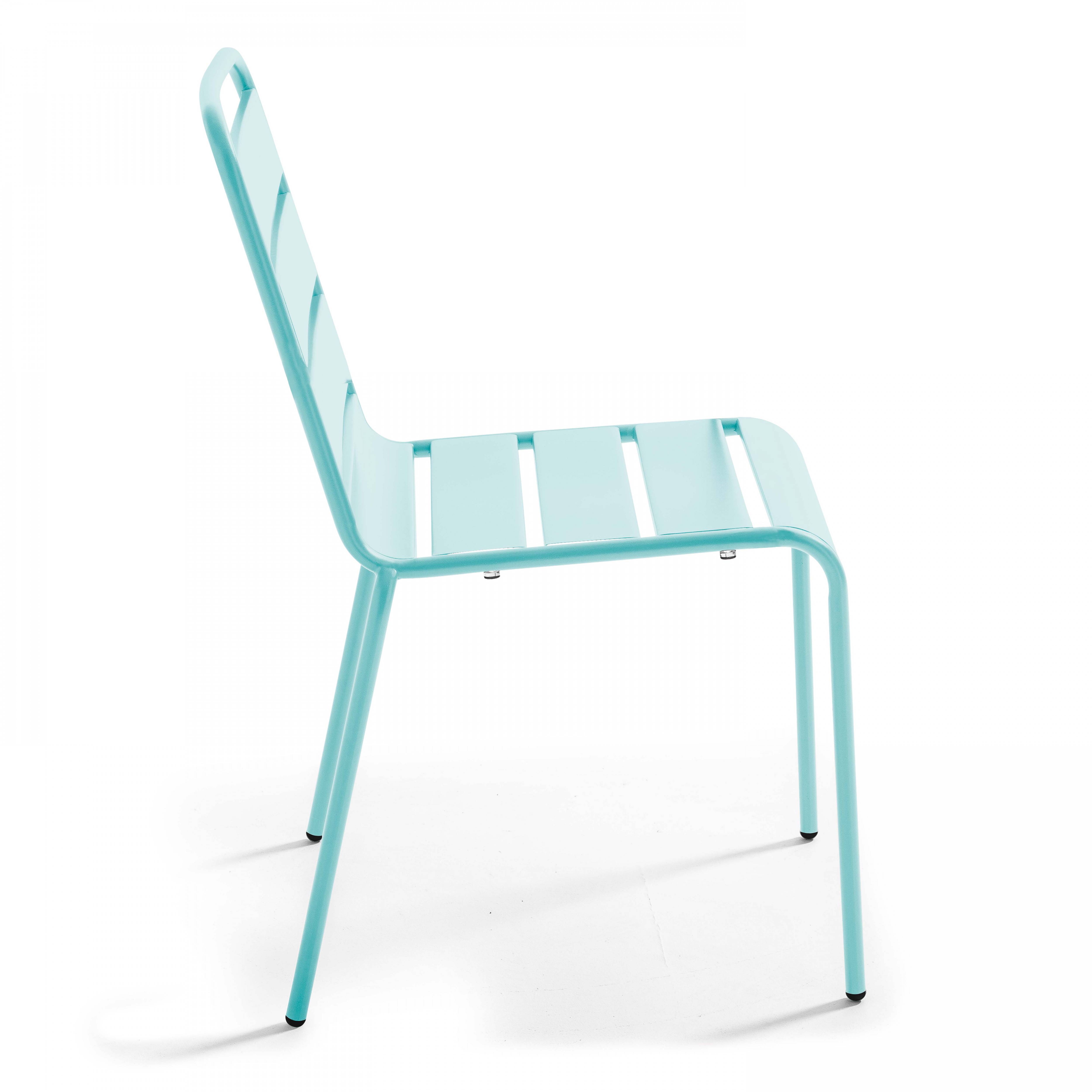 Oviala - Ensemble table carré et 4 chaises en métal turquoise Palavas - Oviala - Image 6