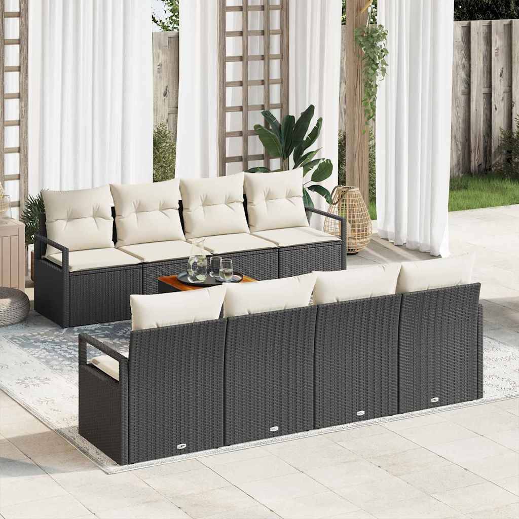 Vidaxl - Ensemble de canapé de jardin avec coussin 9 pcs Noir polyrotin vidaXL 3347677 - Image 1