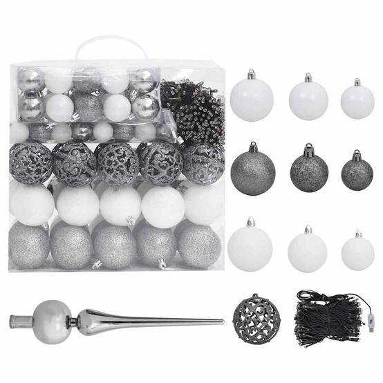ComfortXL - Sapin de Noël artificiel PE réaliste pré-éclairé avec boules 210 cm vert – ComfortXL Outdoor Living - Image 6