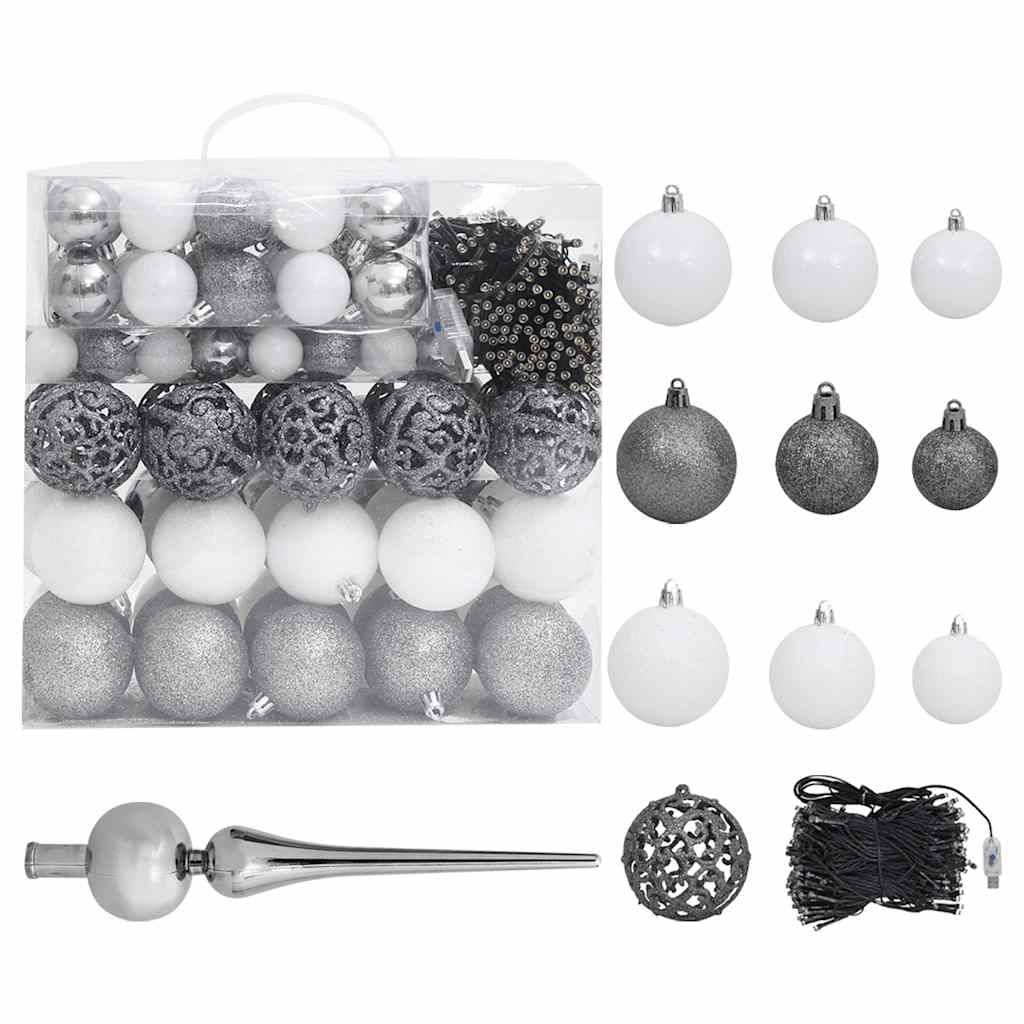 ComfortXL - Sapin de Noël artificiel PE réaliste pré-éclairé avec boules 210 cm vert – ComfortXL Outdoor Living - Image 6
