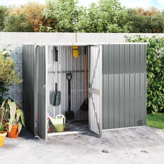 Abri à outils 2m² - Cabane à outils - Abri de jardin Gris 225x89x161 cm Acier galvanisé MAISON CHIC - Image 2