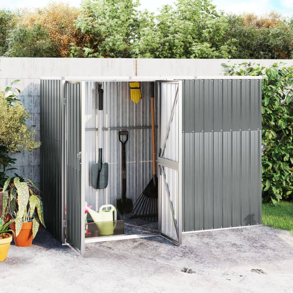 Abri à outils 2m² - Cabane à outils - Abri de jardin Gris 225x89x161 cm Acier galvanisé MAISON CHIC - Image 2